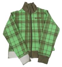 Zeleno-hnědá kostkovaná propínací mikina Yigga