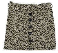 Hnědo-černá vzorovaná žebrovaná sukně s knoflíky Primark