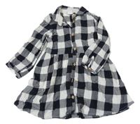 Černo-světlešedé kostkované propínací košilové šaty H&M
