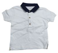 Bílo-tmavomodré vzorované polo tričko Primark
