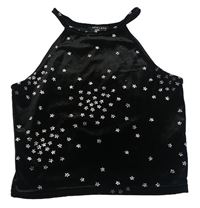 Černý sametový crop top s hvězdami New Look