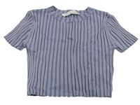 Světlemodré žebrované úpletové crop tričko H&M