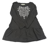 Tmavošedé bavlněné šaty s potiskem H&M