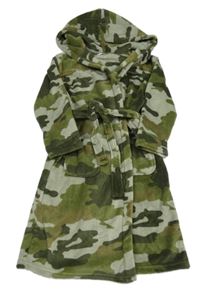 Khaki army plyšový župan s kapucí M&S