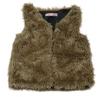 Hnědá kožešinová podšitá vesta 