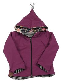 Fuchsiová softshellová bunda s kapucí