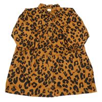 Hnědo-černé leopardí plátěné propínací šaty Next