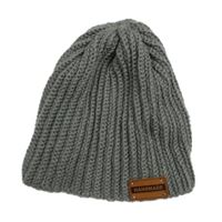 Šedá pletená čepice s nášivkou 