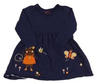 Tmavomodré bavlněné šaty s obrázky Bluezoo