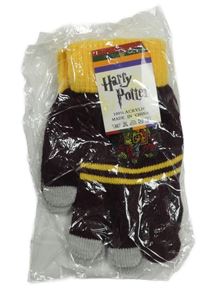 Nové - vínovo-žluté pletené prstové rukavice - Harry Potter 