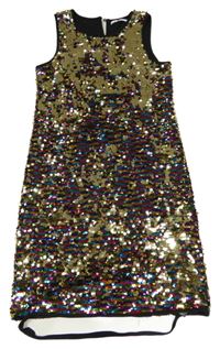 Černo-zlato-barevné flitrové podšité šaty M&S