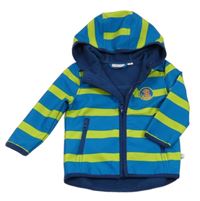 Modro-zelená pruhovaná softshellová bunda s kapucí Liegelind