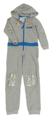 Šedá melírovaná tepláková kombinéza s nášivkami a kapucí M&S