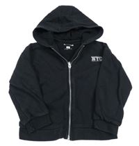 Černá propínací mikina s výšivkou a kapucí F&F