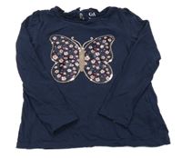 Tmavomodré triko s motýlkem C&A
