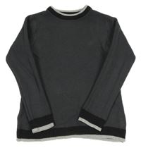 Tmavošedý lehký svetr s černým lemem M&S