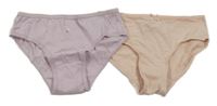 2x kalhotky - lila + pudrové 
