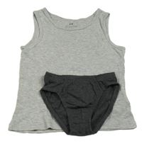 2 set - Šedý melírovaný nátělník + tmavošedé slipy 