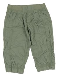Khaki crop plátěné kalhoty s úpletovým pasem Page one young