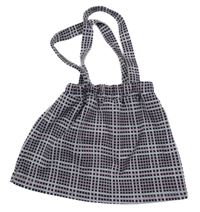 Černo-růžová kostkovaná úpletová sukně s kšandami Pep&Co