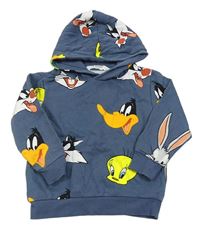 Modrošedá mikina s kapucí a Looney Tunes H&M