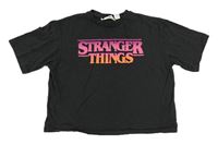 Antracitové crop tričko - Stranger Things H&M