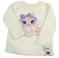 Bílá fleecová mikina s kočičkou Dunnes Stores 