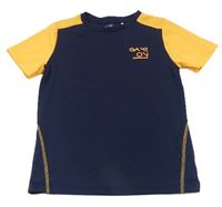 Tmavomodro-oranžové sportovní tričko s nápisem Topolino