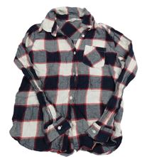 Tmavomodro-bílo-červená kostkovaná košile H&M