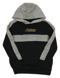 Černo-bílá mikina se vzorem a pruhem s nápisy George