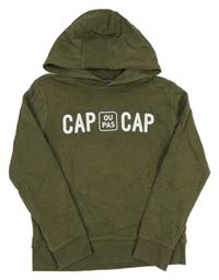 Khaki mikina s potiskem a kapucí Okaidi