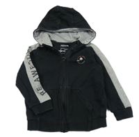 Černo-šedá propínací mikina s nápisem a kapucí Nutmeg