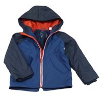 Tmavomodrá voděodolná zateplená bunda s kapucí Okaidi 