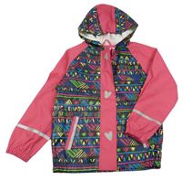 Růžovo-černo-barevná voděodolná jarní bunda s kapucí Lupilu