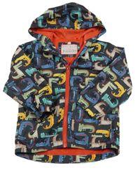 Tmavomodrá šusťáková jarní bunda s krokodýly a kapucí Nutmeg