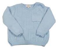 Světlemodrý vzorovaný vlněný svetr 
