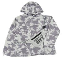 Fialovo-bílá batikovaná mikina s ledvinkou a kapucí Y.F.K.