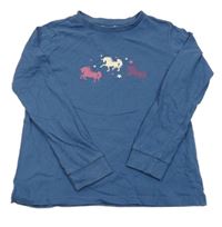 Tmavomodré pyžamové triko s jednorožci Lily & Dan