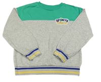 Šedo-zelená mikina s nášivkou H&M