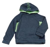 Tmavomodro-zelená mikina s nápisem a kapucí Reebok