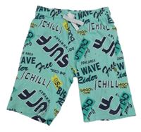 Tyrkysové lehké kraťasy s nápisy Kids