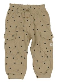 Béžovo-černé puntíkaté cargo tepláky Topomini