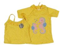 2set - Žluté puntíkaté UV tričko s mořskými koníky + top 