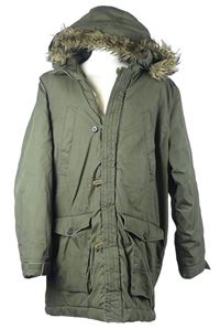 Pánská khaki plátěná zimní parka s kapucí H&M