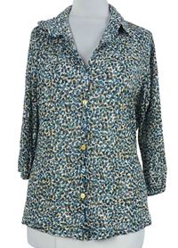 Dámská modro-šedo-okrová vzorovaná crop halenka M&S