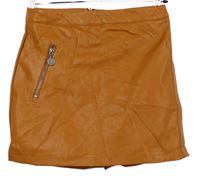 Dámská skořicová skort koženková sukně C&A