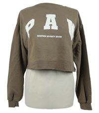 Dámská hnědá crop mikina s nápisem Primark 
