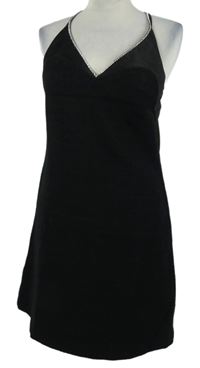 Dámské černé šaty s kamínky a volnými zády Sandro 