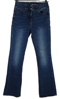 Dámské modré šisované bootcut rifle Next 