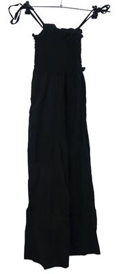 Dámský černý plátěný žabičkový kalhotový culottes overal Asos 